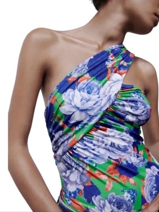 Zara Tops - NWT Zara Floral One-Shoulder Bodysuit
